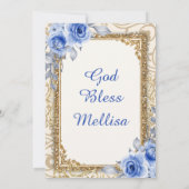 ネイビーブルーバラと金ゴールドメキシコ誕生日 招待状 (裏面)