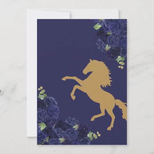 ネイビーブルーバラウエスタンチャロキンセニェラ 招待状 (裏面)