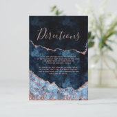 ネイビーブルーバラゴールドフォイルアゲ結婚ートの方向 エンクロージャーカード (スタンド正面)