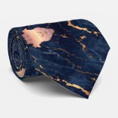 ネイビーブルーバラゴールドフォイルマーブル ネクタイ (ロール)