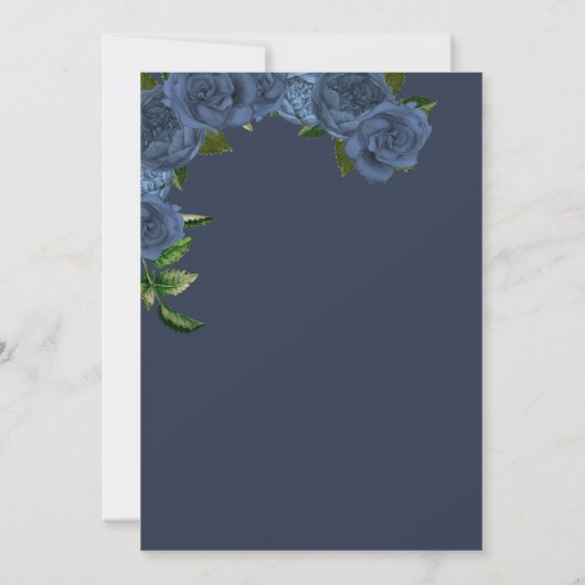 ネイビーブルーバラホワイト&金ゴールドエレガントキンセアニェラ 招待状 (裏面)