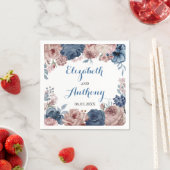 ネイビーブルーバラムーヴウォーターフローラ結婚ズ スタンダードカクテルナプキン (インサイチュ)