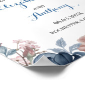 ネイビーブルーバラムーヴウォーター結婚カラーの背景 ポスター (角)