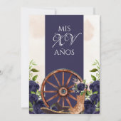 ネイビーブルーバラヴィンテージシャルロウェスタンキンセアニラ 招待状 (裏面)