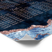 ネイビーブルーバラ結婚金ゴールドのテーブル座席表 ポスター (角)