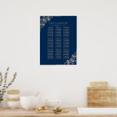 ネイビーブルーバラ結婚金ゴールド |シーッモダンティングチャート ポスター (キッチン)