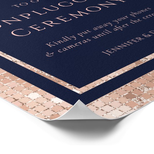 ネイビーブルーバラ金ゴールドの開栓式サイン ポスター (角)