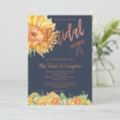 ネイビーブルーバラ金ゴールドひまわりブライダルシャワー詳細 招待状 (スタンド正面)