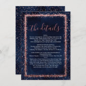 ネイビーブルーバラ金ゴールドふりかけ紙吹雪詳細 エンクロージャーカード (正面/裏面)