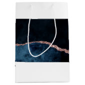 ネイビーブルーバラ金ゴールドアガテマーブルウォーター色 ミディアムペーパーバッグ (正面)