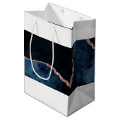 ネイビーブルーバラ金ゴールドアガテマーブルウォーター色 ミディアムペーパーバッグ (正面アングル)