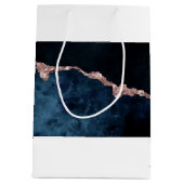 ネイビーブルーバラ金ゴールドアガテマーブルウォーター色 ミディアムペーパーバッグ (裏面)