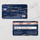 ネイビーブルーバラ金ゴールドアガテマーブルクレジット 名刺 (正面/裏面)