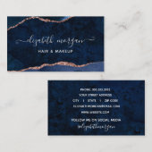 ネイビーブルーバラ金ゴールドアゲートジオード水彩大理石 名刺 (正面/裏面)