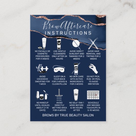 ネイビーブルーバラ金ゴールドアゲートブローズアフターケアアイコン 名刺 (正面)