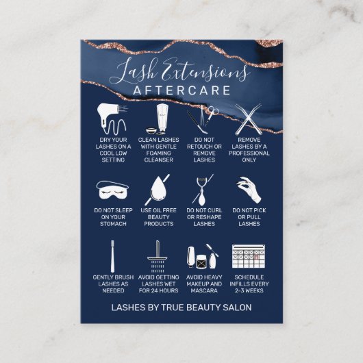 ネイビーブルーバラ金ゴールドアゲートラッシュエクステンションアフターケア 名刺 (正面)