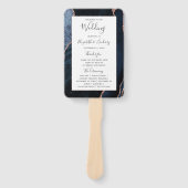 ネイビーブルーバラ金ゴールドアゲート結婚式 プログラム ハンドファン (正面)