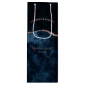 ネイビーブルーバラ金ゴールドアゲ結婚ートの祝辞 ワインギフトバッグ (正面)