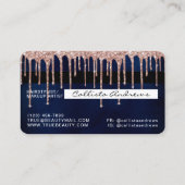 ネイビーブルーバラ金ゴールドグリッタードリップスクレジット 名刺 (裏面)