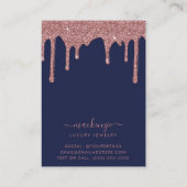 ネイビーブルーバラ金ゴールドグリッタードリップスジュエリーディスプレイ 名刺 (裏面)