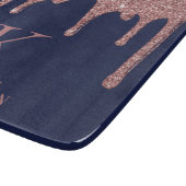 ネイビーブルーバラ金ゴールドグリッタードリップスモノグラム カッティングボード (角)