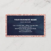 ネイビーブルーバラ金ゴールドグリッターピンクケーキベーカリー 名刺 (裏面)