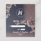 ネイビーブルーバラ金ゴールドグリッターフローラ座席表 プレイスカード (外部開封)