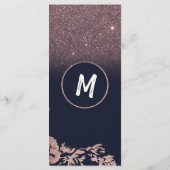 ネイビーブルーバラ金ゴールドグリッターフローラ結婚式 プログラム (裏面)