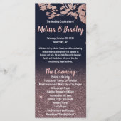 ネイビーブルーバラ金ゴールドグリッターフローラ結婚式 プログラム (正面)