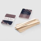 ネイビーブルーバラ金ゴールドグリッターフローラ結婚式 プログラム ハンドファン (組立なし)