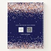 ネイビーブルーバラ金ゴールドグリッター名スクリプト仕訳帳 ノートブック (裏面)