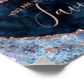 ネイビーブルーバラ金ゴールドゲート結婚式の引き出物テーブル記号 ポスター (角)