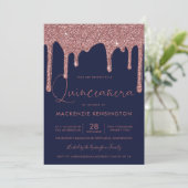 ネイビーブルーバラ金ゴールドスパークルグリッタードリップスカンス 招待状 (スタンド正面)