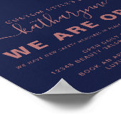 ネイビーブルーバラ金ゴールドスパークルグリッタードリップスビジネス ポスター (角)