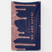 ネイビーブルーバラ金ゴールドスパークルグリッタードリップスビジネス 横断幕 (縦)