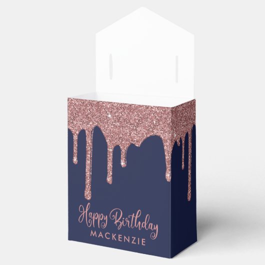 ネイビーブルーバラ金ゴールドスパークルグリッタードリップス誕生日 フェイバーボックス (オープン)