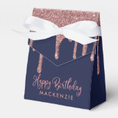 ネイビーブルーバラ金ゴールドスパークルグリッタードリップス誕生日 フェイバーボックス (正面サイド)