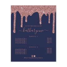 ネイビーブルーバラ金ゴールドドリッピンググリッター価格表