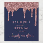 ネイビーブルーバラ金ゴールドドリッピンググリッター結婚ズ ワインラベル (シングルラベル)