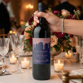 ネイビーブルーバラ金ゴールドドリッピンググリッター結婚ズ ワインラベル