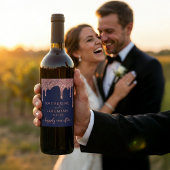 ネイビーブルーバラ金ゴールドドリッピンググリッター結婚ズ ワインラベル