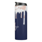 ネイビーブルーバラ金ゴールドドリップマーブルモノグラム タンブラー (回転右)