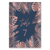 ネイビーブルーバラ金ゴールドフォイル熱帯ロマン葉シット テーブルナンバー (裏面)