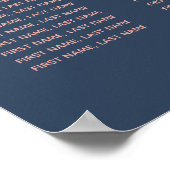 ネイビーブルーバラ金ゴールドフォイル熱帯ロマン葉シット ポスター (角)