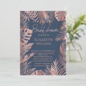 ネイビーブルーバラ金ゴールドフォイル熱帯ロマン葉シット 招待状 (スタンド正面)