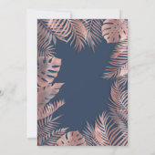 ネイビーブルーバラ金ゴールドフォイル熱帯ロマン葉シット 招待状 (裏面)