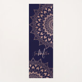 ネイビーブルーバラ金ゴールドボホマンダラモノグラム ヨガマット (正面)