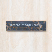 ネイビーブルーバラ金ゴールドマーブルドアシンボルや象徴オフィスサイン サインプレート (正面)