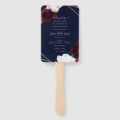 ネイビーブルーバラ金ゴールドモダンフローラグラム結婚ズ ハンドファン (裏面)