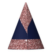 ネイビーブルーバラ金ゴールドモノグラム誕生日 パーティーハット (裏面)